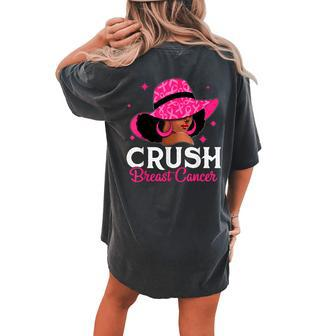 Crush Breast Cancer Awareness Black Pink Queen Warrior Women's Oversized Comfort T-shirt Back Print - Seseable