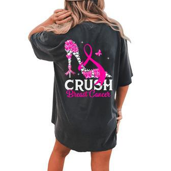 Crush Breast Cancer Awareness High Heel Pink Ribbon Women's Oversized Comfort T-shirt Back Print - Monsterry AU