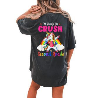 Crush Second Grade Dabbing Unicorn Back To School Girls Women's Oversized Comfort T-shirt Back Print - Monsterry CA