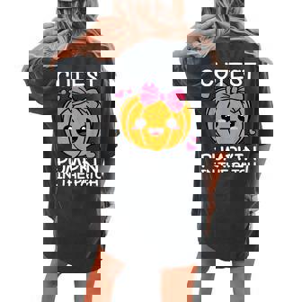 Cutest Pumpkin In The Patch Halloween Kawaii Girls Kids Halloween Women's Oversized Comfort T-shirt Back Print | Mazezy