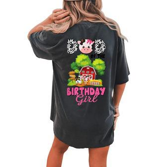 Dad Of The Birthday For Girl Cow Farm Birthday Cow Daddy Women's Oversized Comfort T-Shirt Back Print | Mazezy