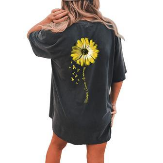 Daisy Flower Bladder Cancer Awareness Women's Oversized Comfort T-Shirt Back Print | Mazezy