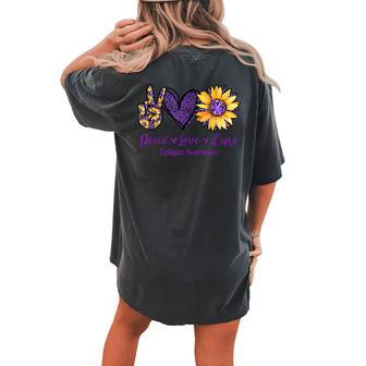 Daisy Peace Love Cure Epilepsy Awareness Women's Oversized Comfort T-Shirt Back Print | Mazezy