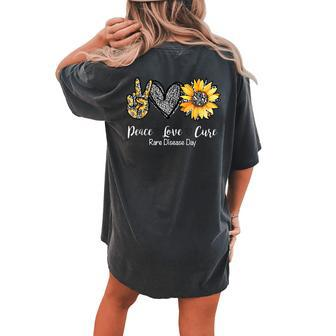 Daisy Peace Love Cure Rare Disease Day Women's Oversized Comfort T-Shirt Back Print | Mazezy DE