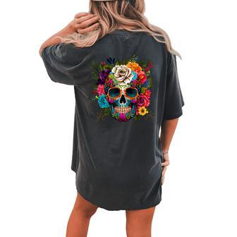 Dia De Los Muertos Costume Day Of Dead Sugar Skull Women's Oversized Comfort T-shirt Back Print - Seseable