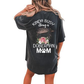 Doberman Mom Floral Dog Lovers Women Women's Oversized Comfort T-Shirt Back Print | Mazezy
