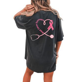 Doctor Nurse Heart Love Pink Ribbon Cute Breast Cancer Women's Oversized Comfort T-shirt Back Print - Seseable