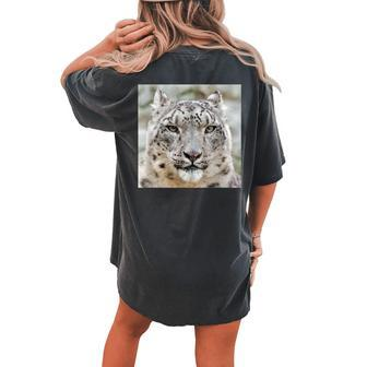 Endangered Snow Leopard Big Asian Cat Wildlife Women's Oversized Comfort T-Shirt Back Print | Mazezy