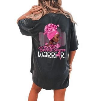 Fighting Breast Cancer Warrior Messy Bun Wear Pink Women's Oversized Comfort T-shirt Back Print - Monsterry UK