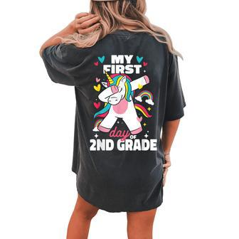 My First Day Of Second Grade Back To School Girls 2Nd Grade Women's Oversized Comfort T-shirt Back Print - Monsterry DE