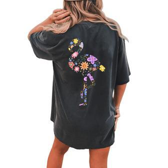 Flamingo Flower Silhouette Lover Lover Flamingos Women's Oversized Comfort T-Shirt Back Print | Mazezy
