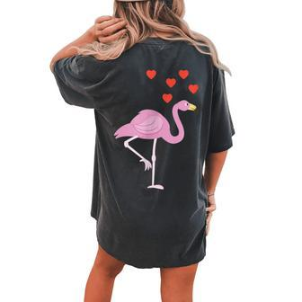 Flamingo Hearts Bird Lover Pride Pink Flamingo Women's Oversized Comfort T-Shirt Back Print | Mazezy