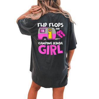 Flip Flops And Camping Kinda Girl Family Vacation Camping Women's Oversized Comfort T-Shirt Back Print | Mazezy