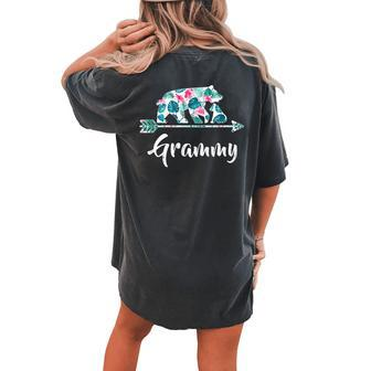 Floral Grammy Bear Matching Buffalo Pajama Women's Oversized Comfort T-Shirt Back Print | Mazezy