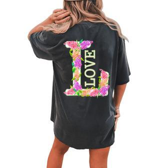 Floral Love Lilac Flowers Women's Oversized Comfort T-Shirt Back Print | Mazezy
