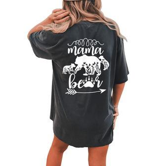 Floral Mama Bear Mom Of 2 Mama Bear Two Cub Floral Mama Bear Women's Oversized Comfort T-Shirt Back Print | Mazezy