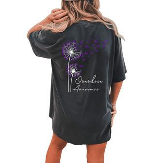 Flower Dandelion Faith Hope Love Purple Overdose Awareness Women's Oversized Comfort T-shirt Back Print | Mazezy