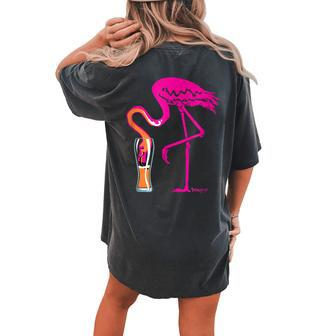 Fun Beer Lovers Flamingo Party Women's Oversized Comfort T-Shirt Back Print | Mazezy
