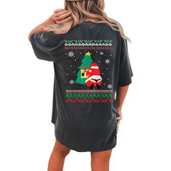 Adult Santa's Whale Tail Thongs Ugly Christmas Sweater Women's Oversized Comfort T-shirt Back Print - Seseable