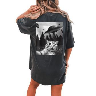 Cat Selfie With Ufos Cat Owner Women's Oversized Comfort T-shirt Back Print - Monsterry CA