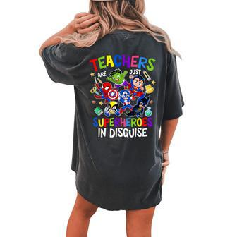 Teachers Are Superheroes Back To School Women's Oversized Comfort T-shirt Back Print - Seseable