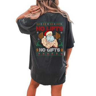 Ugly Christmas Sweater Santa Claus Liftmas Workout Women's Oversized Comfort T-shirt Back Print - Seseable