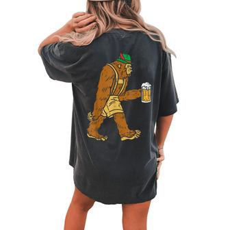 German Bigfoot Sasquatch Beer Lederhose Oktoberfest Women's Oversized Comfort T-shirt Back Print - Thegiftio UK