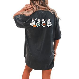 Ghost Nurses Halloween Crew Costume Scrub Top Women's Oversized Comfort T-shirt Back Print | Seseable CA