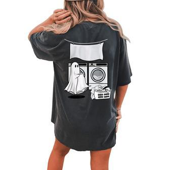 Ghost Wash Clothes Spooky Season Retro Halloween Women's Oversized Comfort T-shirt Back Print - Monsterry DE