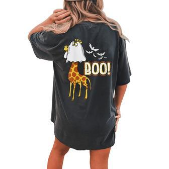 Giraffe Boo Costume Halloween Party Women's Oversized Comfort T-shirt Back Print - Monsterry