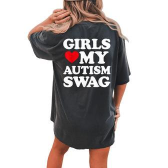 Girls Love My Autism Swag Girls Heart Autism Awareness Women's Oversized Comfort T-shirt Back Print - Monsterry DE