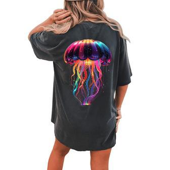 Glowing Rainbow Jellyfish Women's Oversized Comfort T-shirt Back Print - Monsterry DE
