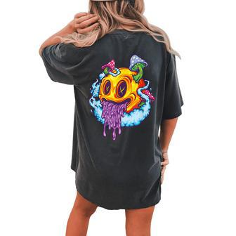 Goblincore Aesthetic Grunge Fungi Mushroom Skull Women's Oversized Comfort T-shirt Back Print - Seseable