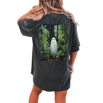 Gothic Halloween Plant Lover Ghost Vintage Dark Acamedia Women's Oversized Comfort T-shirt Back Print - Seseable