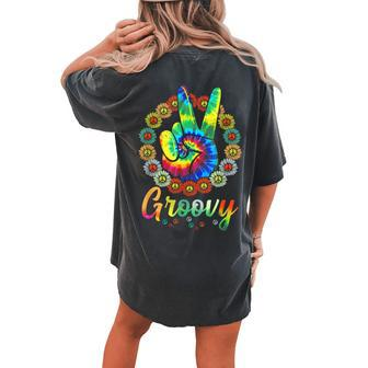 Groovy 70'S Tie Dye Vintage 70S Retro 70'S Hippie Costume Women's Oversized Comfort T-shirt Back Print - Seseable