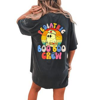 Groovy Ghost Halloween Pediatric Rn Nurse Boo Boo Crew Women's Oversized Comfort T-shirt Back Print - Seseable