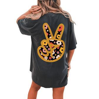 Groovy Peace Sign Retro Daisy 70S Hippie Vintage Women's Oversized Comfort T-Shirt Back Print | Mazezy