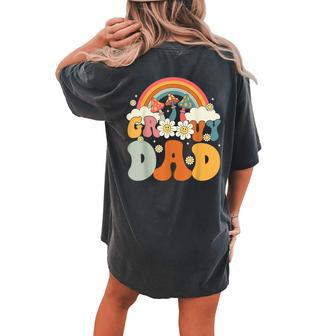 Groovy Rainbow Dad Birthday Party Decorations Family Women's Oversized Comfort T-shirt Back Print - Seseable