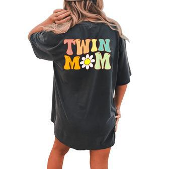 Groovy Twin Mama For New Mom Of Twins Women's Oversized Comfort T-Shirt Back Print | Mazezy