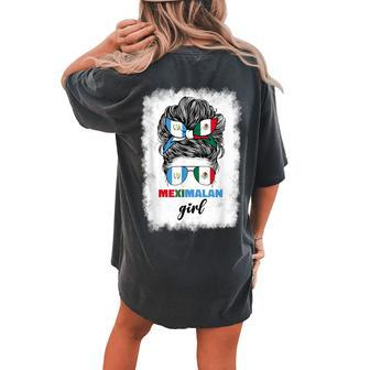 Half Mexican And Guatemalan Mexico Guatemala Flag Girl Women's Oversized Comfort T-shirt Back Print - Seseable