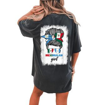 Half Mexican And Guatemalan Mexico Guatemala Flag Girl Women's Oversized Comfort T-shirt Back Print - Monsterry DE