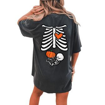Halloween Pregnancy Skeleton Baby Announce Costume Women's Oversized Comfort T-shirt Back Print - Seseable