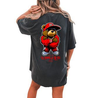 Hip Hop Teddy Bear Hip Hop Anniversary Bronx 50 Years Rap Women's Oversized Comfort T-shirt Back Print | Seseable CA
