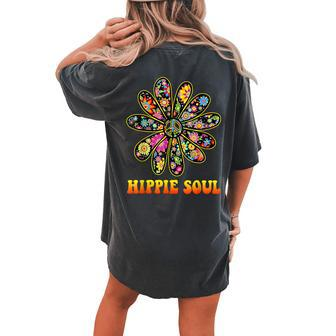 Hippie Soul Flower Power Peace Sign 60S 70S Tie Dye Women's Oversized Comfort T-Shirt Back Print | Mazezy AU