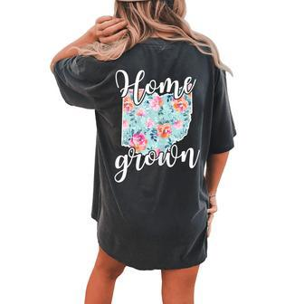 Home Grown Ohio Floral Pattern Woman Women's Oversized Comfort T-Shirt Back Print | Mazezy