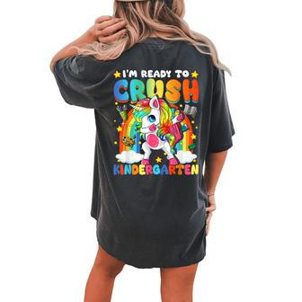 I'm Ready To Crush Kindergarten Dabbing Unicorn Cute Girls Women's Oversized Comfort T-shirt Back Print - Seseable