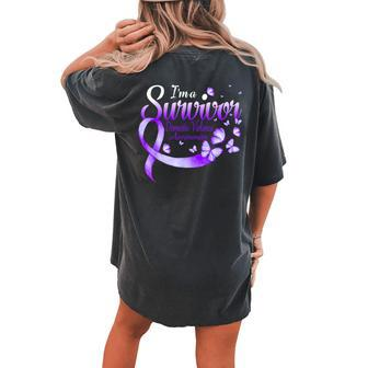 I'm A Survivor Domestic Violence Awareness Butterfly Ribbon Women's Oversized Comfort T-shirt Back Print - Monsterry