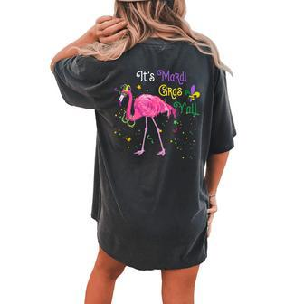 Its Mardi Gras Yall Flamingo Mardi Gras Women's Oversized Comfort T-Shirt Back Print | Mazezy