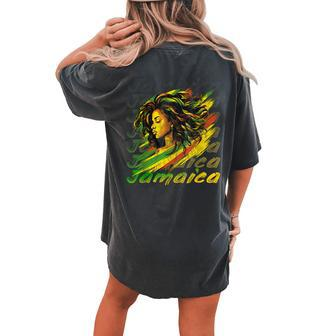 Jamaican Black Girls Jamaica Flag Hair Women's Oversized Comfort T-shirt Back Print - Seseable