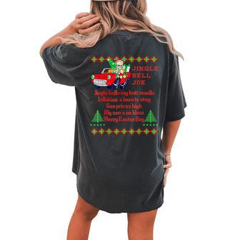 Jingle Bell Biden Xmas Santa Trump 4 Ugly Christmas Sweater Women's Oversized Comfort T-shirt Back Print | Mazezy